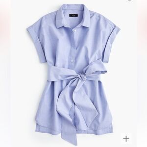 J. Crew Button-front Tie-waist Top in End-on-Cotton. Size XS.